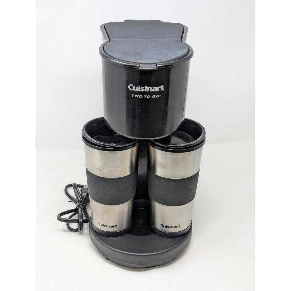 Cuisinart Two to Go Coffee Maker TTG-500 w/2 Travel Mugs Black Tested/Works